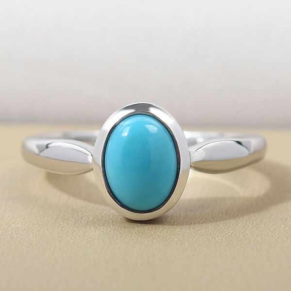 Amerikanischer, nat&uuml;rlicher Sleeping Beauty T&uuml;rkis-Ring, 925 Silber platiniert  ca. 1,12 ct image number 2