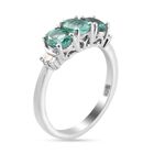 Sambischer Smaragd und Diamant 3 Stein Ring 925 Silber Platin-Überzug image number 4