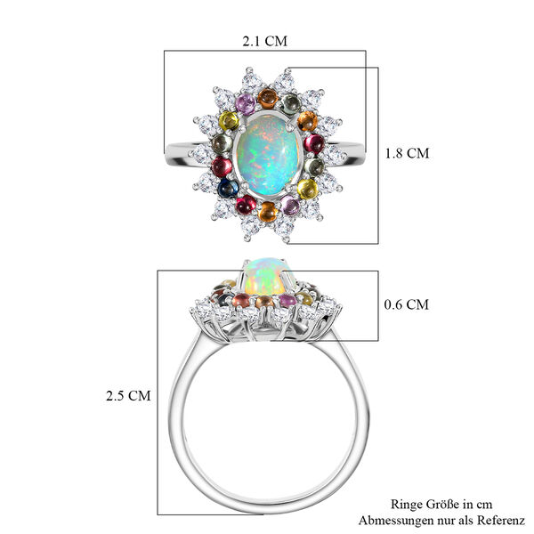 AA Nat&uuml;rlicher, &auml;thiopischer Welo Opal, Mehrfarbiger Saphir Ring 925 Silber rhodiniert (Gr&ouml;&szlig;e 20.00) ca. 2.41 ct image number 7