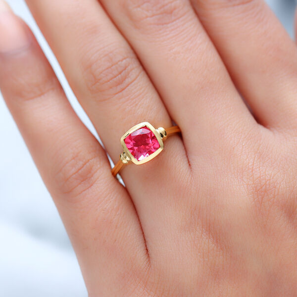 Sonnenuntergang Quarz Solit&auml;r Ring 925 Silber vergoldet image number 3