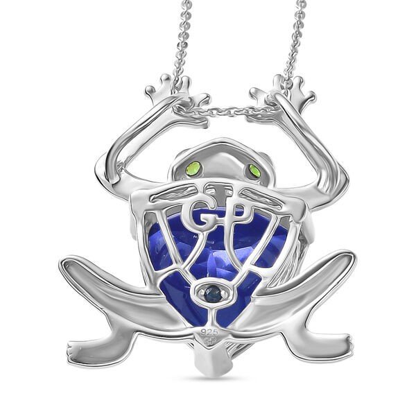 GP Trifono Kollektion- Tansanit-Farbe Quarz, Chromdiopsid und blauer Saphir zweifarbiger Ring und Anh&auml;nger mit 50cm Kette image number 7