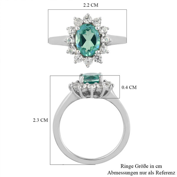 Pfau Triplett Quarz und Zirkon Halo Ring 925 Silber platiniert  ca. 2,21 ct image number 7