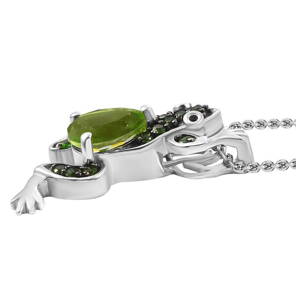 Giuseppe Perez Chartreuse Quarz, Nat&uuml;rlicher Chromdiopsid Schmuckset 925 Silber rhodiniert ca. 2,34 ct. image number 4