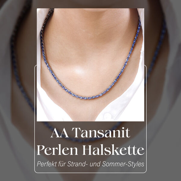 AA Tansanit 45cm Halskette, 925 Silber platiniert - 19,82 ct. image number 2