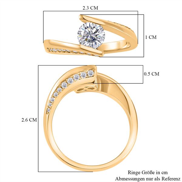 Moissanit Ring, 925 Silber Gelbgold Vermeil - 1,10 ct. image number 5