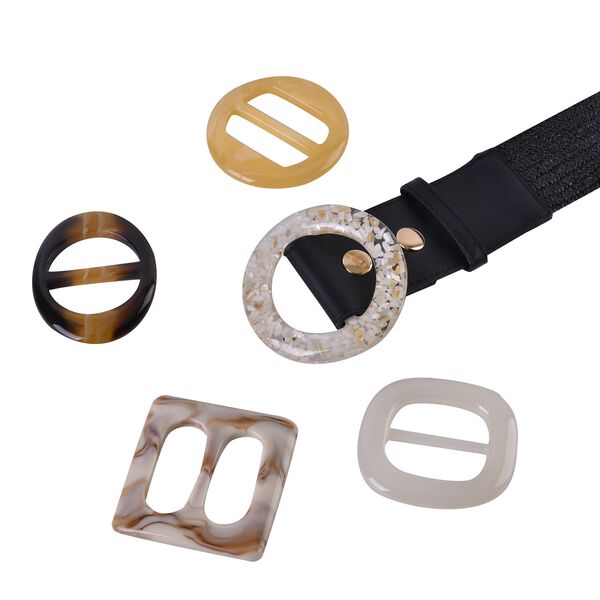 Elastischer G&uuml;rtel mit 5 Harz-Schnallen, Schwarz image number 6