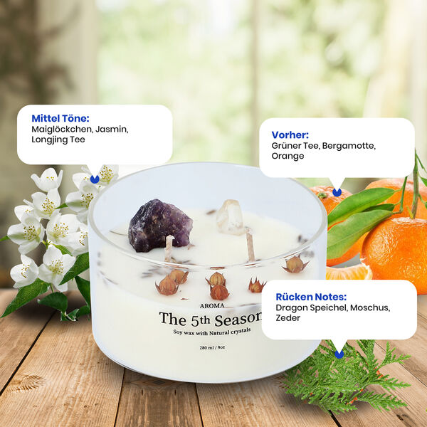The 5th Season - Duftkerze mit Edelsteinen in Geschenkbox, Sojawachs und Kyanit image number 7