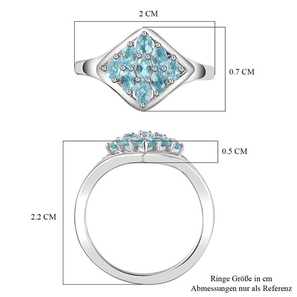 Paraiba-Apatit Ring 925 Silber platiniert (Gr&ouml;&szlig;e 18.00) ca. 0,73 ct image number 7