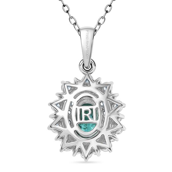 RHAPSODY zertifiziert und geprüft AAAA Paraiba Turmalin und VS-EF Diamant Anhänger mit 45cm Kette in 950 Platin - 1,60 ct. image number 4