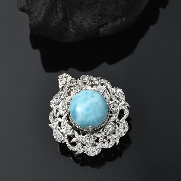 Larimar, himmelblauer Topas und Zirkon Anh&auml;nger - 8,91 ct. image number 1