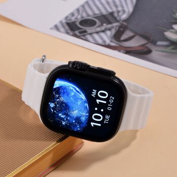 I20 Ultra 2 Max Suit - 10-in-1 Smartwatch-Komplettset mit Smartwatch, Gold-Drehkrone, Kopfh&ouml;rern, Displayschutz, Ladekabel und 7 Wechselarmb&auml;ndern, Schwarz