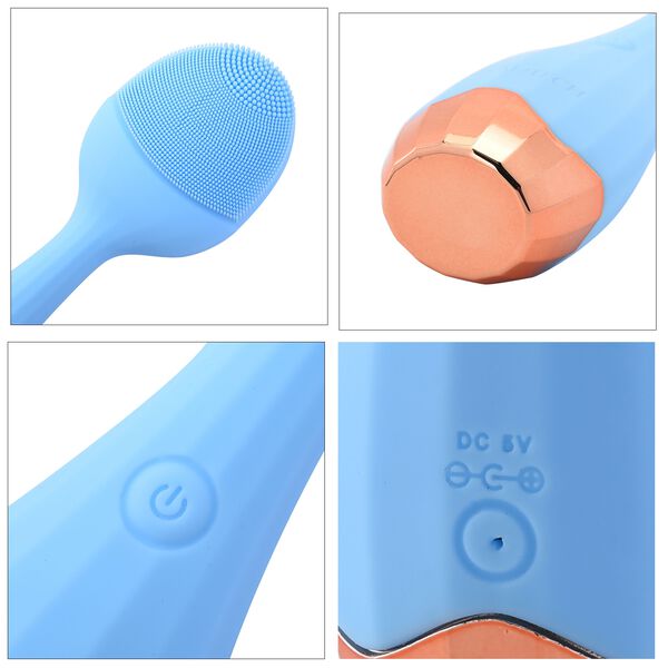 Elektrische Gesichtsreinigungsbürste mit USB-Kabel, Hellblau image number 9