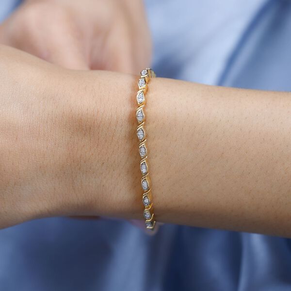 Wei&szlig;er Diamant P3 Armband, ca. 18 cm, 925 Silber Gelbgold Vermeil, ca. 0.50 ct image number 3