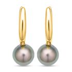 Tahiti Perlen-Ohrringe, 9-10mm, 925 Silber Gelbgold Vermeil