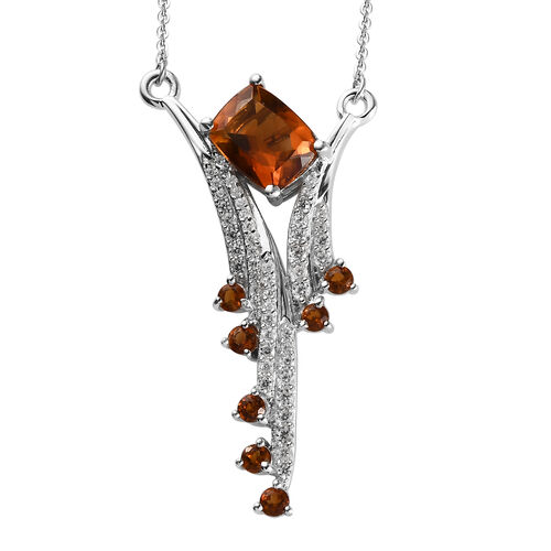 Madeira Citrin und Zirkon Halskette 45 cm 925 Silber platiniert ca. 2,83 ct image number 0