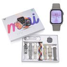 Smartwatch HW mini 2 1,75 Zoll Silber, Set mit 7 Wechselarmbändern inklusive kristallbesetztem Armband, IP67, Bluetooth 5.2, kabelloses Laden, Grau