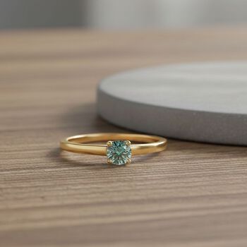 D'Joy blauer Moissanit Ring, 925 Silber vergoldet - 0,30 ct.