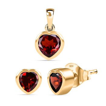 Mosambik Granat Schmuckset 925 Silber vergoldet ca. 3.83 ct