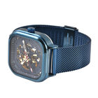 GENOA - Automatikwerk Blaues Zifferblatt, Wasserdichte Uhr mit blauem Edelstahl-Gewebeband image number 4