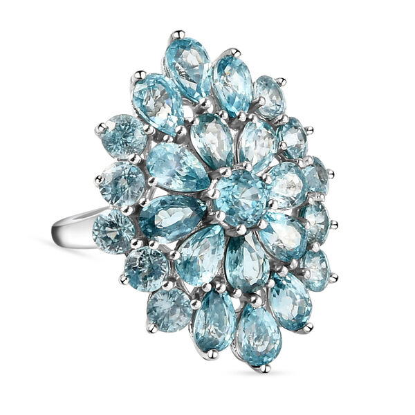 Kambodschanischer, blauer Zirkon-Ring, 925 Silber platiniert  ca. 14,89 ct image number 4