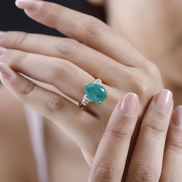 Smaragd Triplett Quarz und Zirkon Ring- 6,26 ct. image number 3