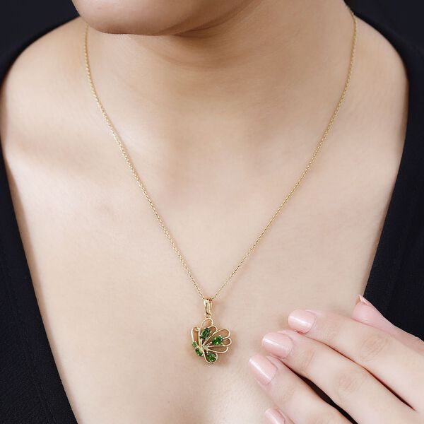 Natürlicher Chromdiopsid Anhänger 925 Silber vergoldet ca. 0.80 ct image number 3