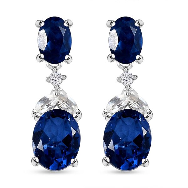 Ceylonfarbene Quarz und wei&szlig;e Topas-Ohrringe - 6,60 ct.