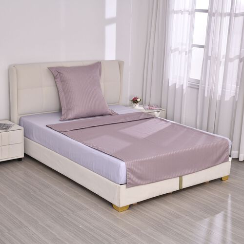 Bettwäsche-Set aus 80% Baumwolle mit Satin-Streifen, 135 x 200 cm und 80 x 80 cm, Beige