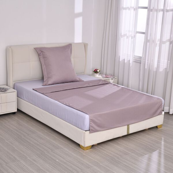 Bettw&auml;sche-Set aus 80% Baumwolle mit Satin-Streifen, 135 x 200 cm und 80 x 80 cm, Beige