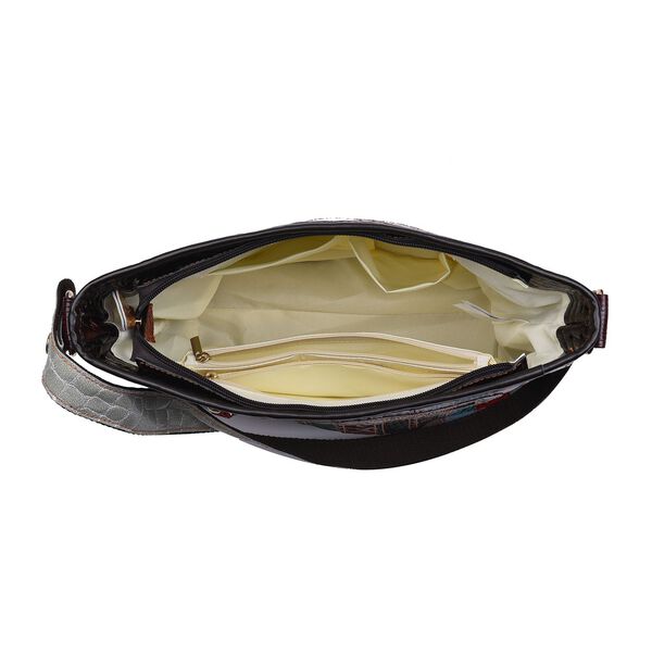 Chaos by Elsie - Umh&auml;nge-Patchworktasche aus echtem Leder mit Tiermuster, 25x11x22 cm, V-Muster image number 6