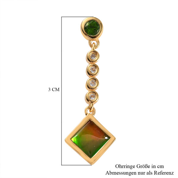 Ammolit und Nat&uuml;rlicher Chromdiopsid Ohrh&auml;nger 925 Silber vergoldet ca. 2,66 ct&nbsp; image number 5