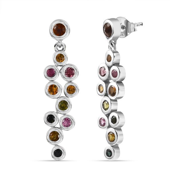 Mehrfarbige-Turmalin Ohrringe, 925 Silber platiniert, ca. 1.37 ct image number 4