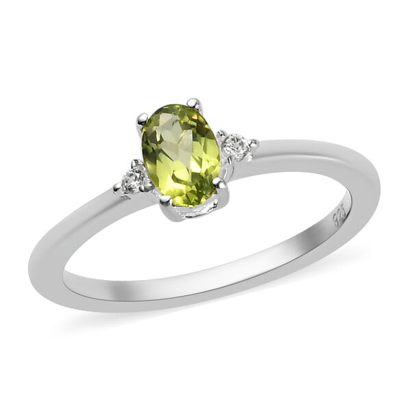 Natürlicher Peridot und Weißer Simulierter Diamant Ring 925 Silber  ca. 0,53 ct image number 4