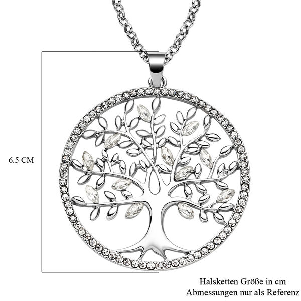 Wei&szlig;er Kristall und Glas Lebensbaum-Anh&auml;nger mit Kette, 74+6 cm, silberfarben image number 5