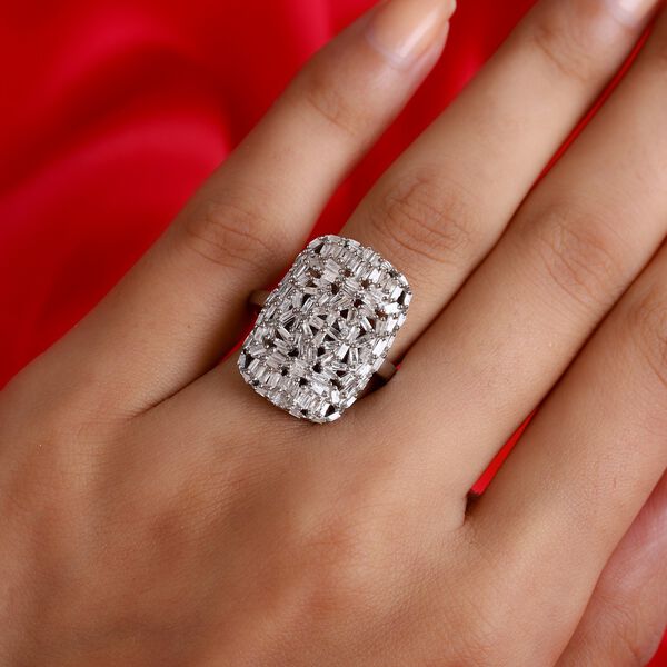 Diamant Cluster Ring 925 Silber Platin-&Uuml;berzug image number 3