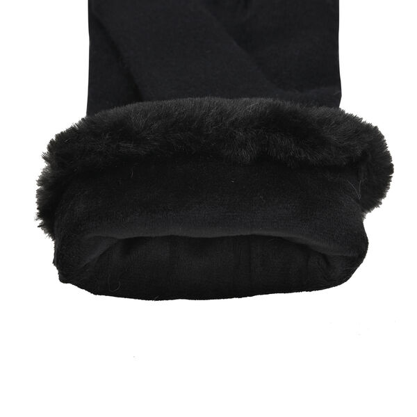 LA MAREY - Kaschmirwolle Handschuhe mit Kunstfell Bord&uuml;re,  Schwarz image number 4