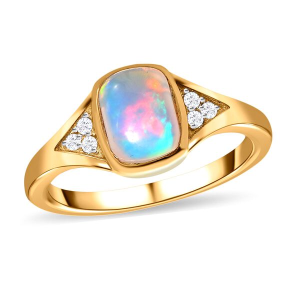 Natürlicher, äthiopischer Welo Opal und Zirkon-Ring - 1,04 ct. image number 4