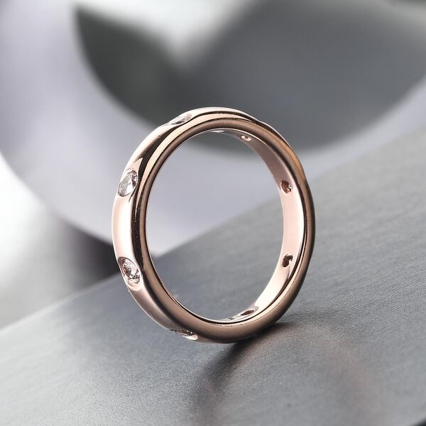 Nat&uuml;rlicher Champagner Diamant Band Ring 925 Silber Rose Gold Vermeil image number 7