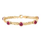 AA Afrikanischer Rubin (Fissure gefüllt) Armband ca. 19 cm 925 Silber 750 Gelbgold Vermeil ca. 8.15 ct