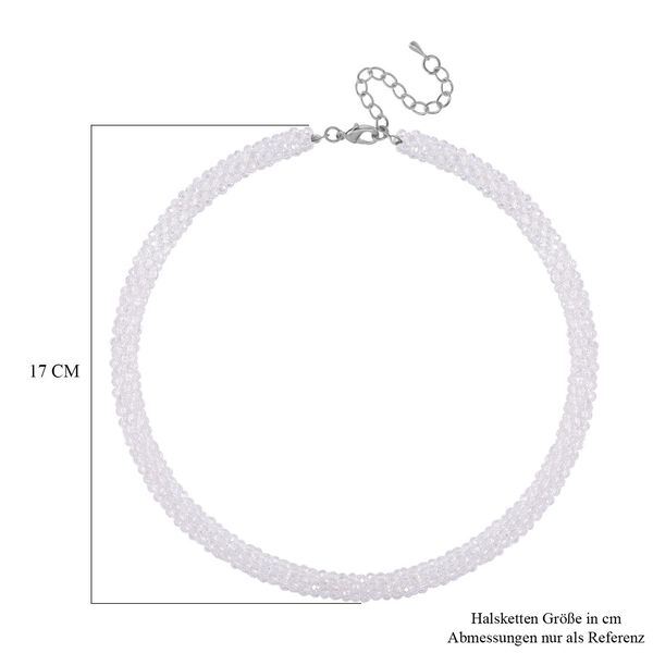 Simulierte mystische wei&szlig;e Kristall-Halskette, 50+5 cm image number 5