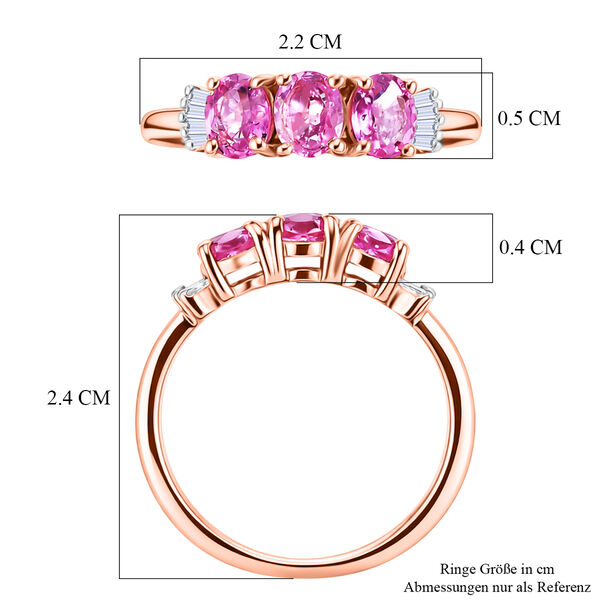 D'Joy Ilakaka Rosa Saphir (Fissure gef&uuml;llt), Wei&szlig;er Diamant Ring 925 Silber 750 Ros&eacute;gold vermeil (Gr&ouml;&szlig;e 17.00) ca. 1,67 ct image number 6