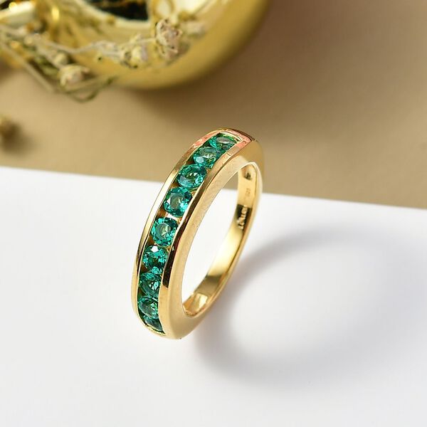 AAA Lab Created Kolumbianischer Smaragd Ring 925 Silber 750 Gelbgold Vermeil (Größe 21.00) ca. 0,95 ct image number 1