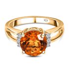 Serra Gaucha Citrin, Wei&szlig;er Zirkon Ring, 925 Silber Gelbgold Vermeil, (Gr&ouml;&szlig;e 16.00) ca. 2.80 ct