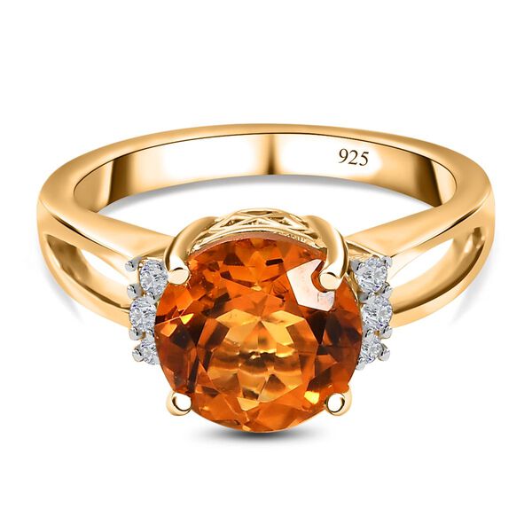 Serra Gaucha Citrin, Wei&szlig;er Zirkon Ring, 925 Silber Gelbgold Vermeil, (Gr&ouml;&szlig;e 16.00) ca. 2.80 ct image number 0