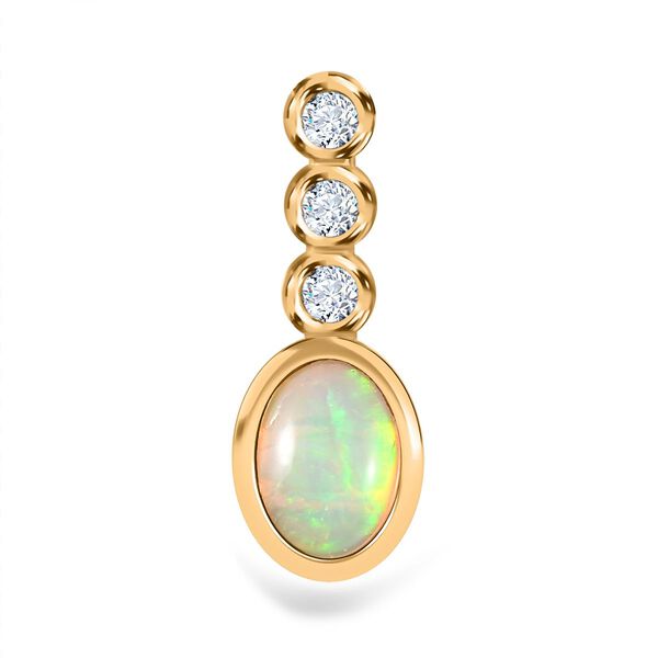 2er-Set AA natürliches, äthiopisches Welo-Opal und Zirkon-Schmuckset - 1,75 ct. image number 7