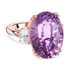 Rose De France Amethyst, Weißer Topas Ring, 925 Silber Roségold Vermeil, (Größe 18.00) ca. 16.61 ct