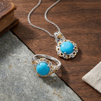 D'Joy AA Sleeping Beauty T&uuml;rkis zweifarbiger Ring und Anh&auml;nger mit 50cm Kette