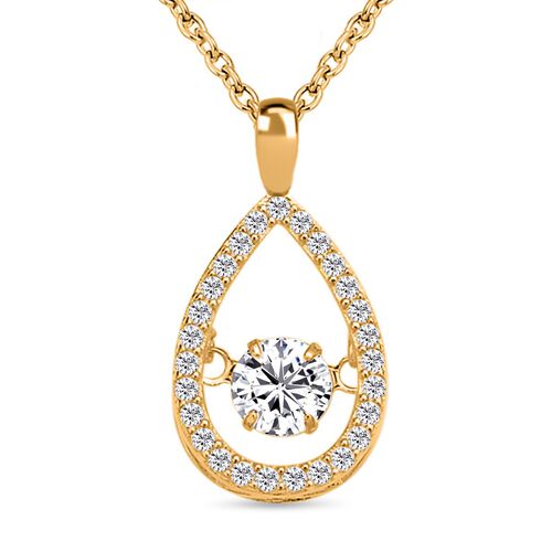 Weißer Zirkonia-Anhänger mit Edelstahl-Kette, 925 Silber vergoldet ca. 1,05 ct image number 0