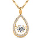 Weißer Zirkonia-Anhänger mit Edelstahl-Kette, 925 Silber vergoldet ca. 1,05 ct