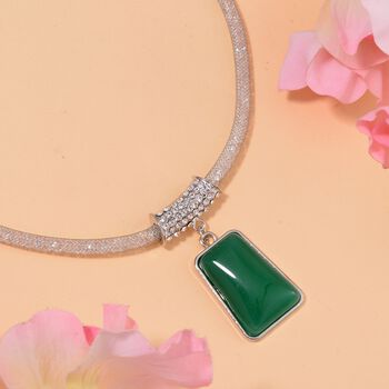 Gr&uuml;ner Aventurin, Wei&szlig;er Kristall Halskette ca. 45 cm Legierung ca. 26,50 ct.